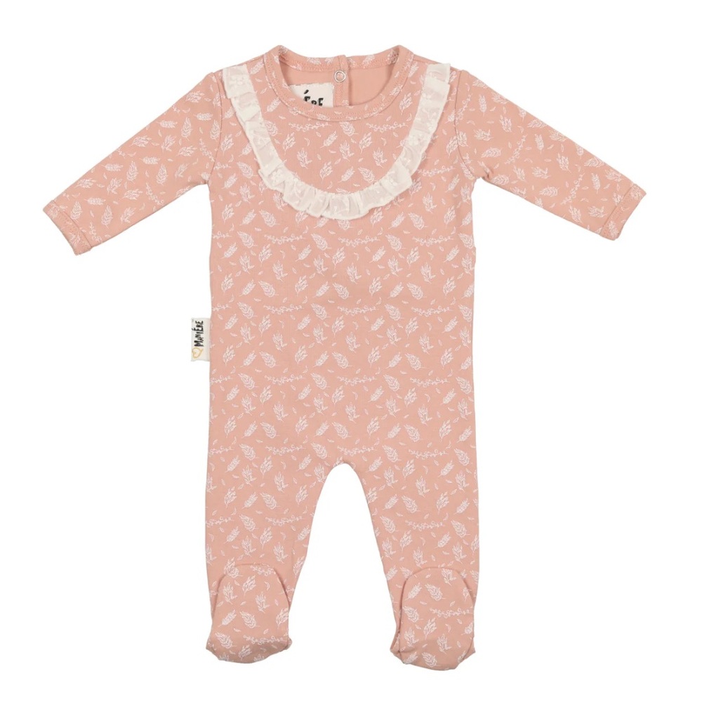 Maniere Pink Leaves & Branches Footie